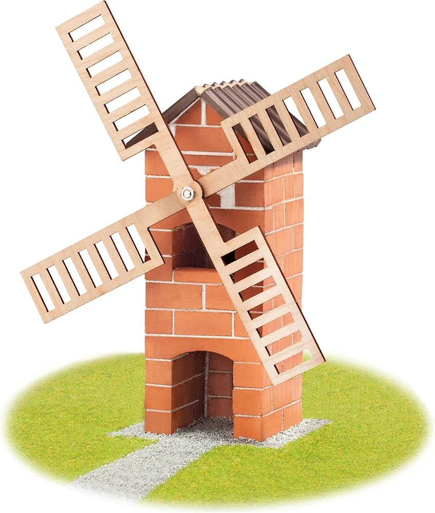 Teifoc Windmill Brick Construction Set, Terracotta Building Blocks, Erector Set and STEM Building Toy