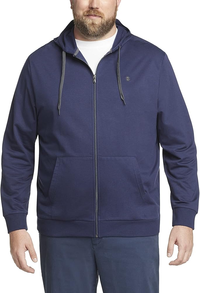 IZOD Men's Big and Tall Nauset Light Full Zip Hoodie Sweatshirt