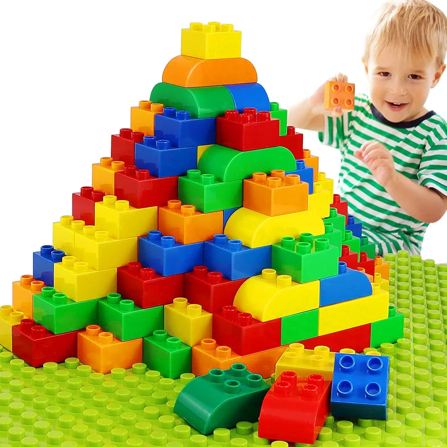 Building Blocks for Toddlers 2-5 Including a Baseplate, 150 Piece Big Building Blocks for Kids, Block and Bricks Set Educational Toys for Children Boys Girls All Ages, Compatible with All Major Brands