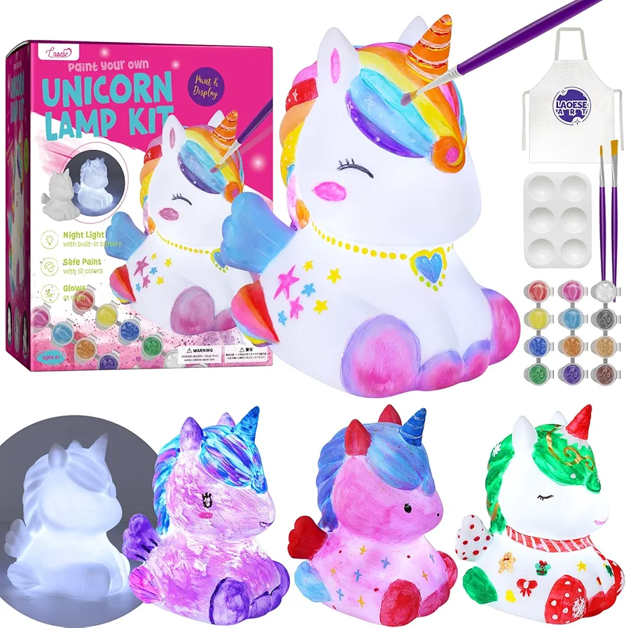 Paint Your Own Unicorn Lamp Kit, Art Supplies Arts & Crafts Kit, Painting kit for Kids 6-12, Arts and Crafts for Kids Ages 8-12, Toys Girls Boy Birthday Gift Ages 3 4 5 6 7 8 9 10 11 12+