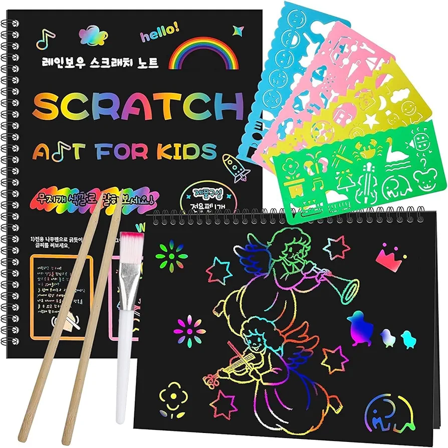 Smasiagon Christmas Gift for Girl Art-Craft Kit, Scratch Paper Magic Art Craft Project Supply Drawing Activity Kid Travel Toy Age 3-12 Year Old Birthday Gift