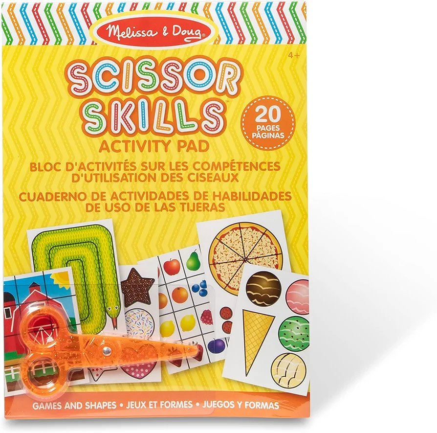 Melissa & Doug Scissor Skills Activity Book With Pair of Child-Safe Scissors (20 Pages) - FSC Certified