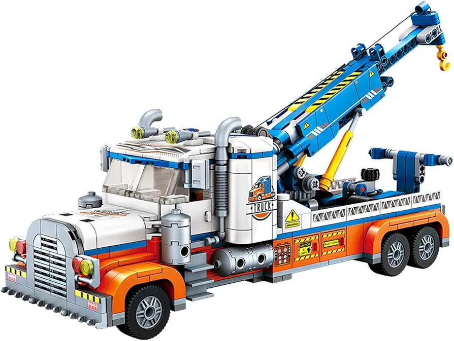 City Crane Construction Vehicles Building Block Set, 781 Pcs Compatible with Lego Set，City Tow Truck and Trailer, Playset for Boys and Girls Ages 6+