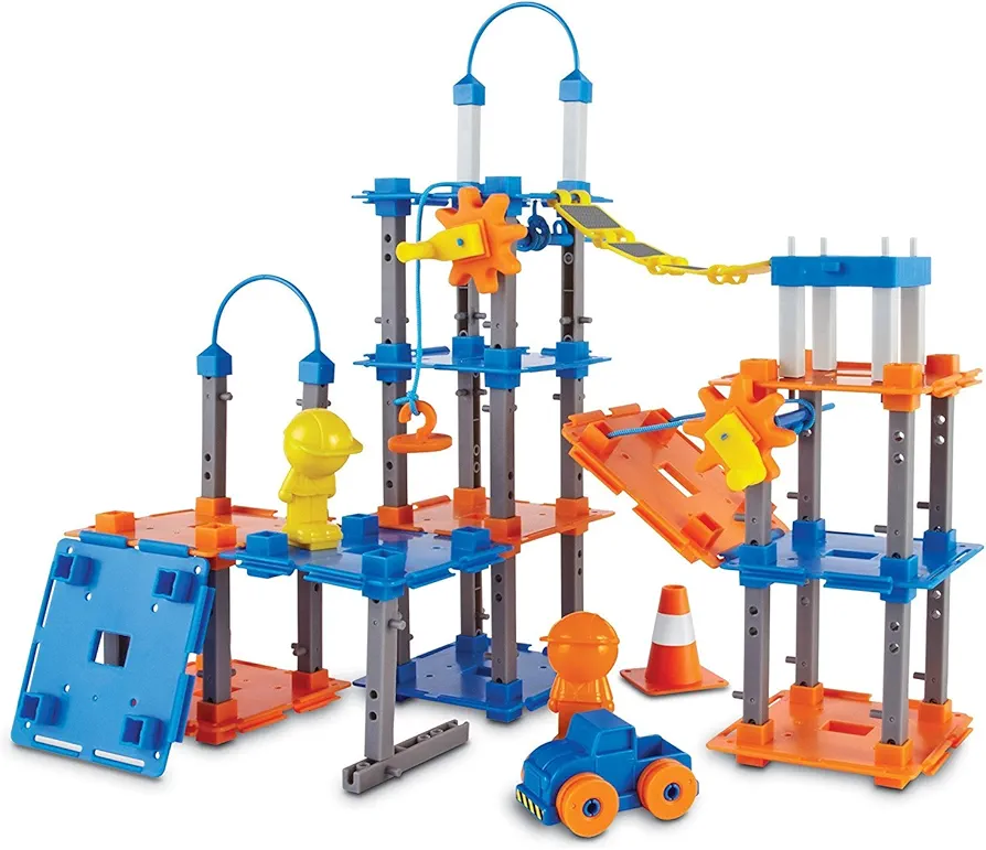 Learning Resources City Engineering and Design Building Set, Ages 5+,100 Pieces, Engineer STEM Toy, Construction Toys, Simple Machines Kids