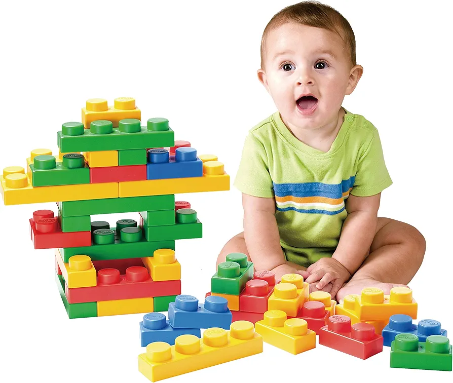 UNiPLAY Basic Soft Building Blocks — Cognitive Development Toy, Educational Blocks, Interactive Sensory Chew Toy for Ages 3 Months and Up (36-Piece Set)