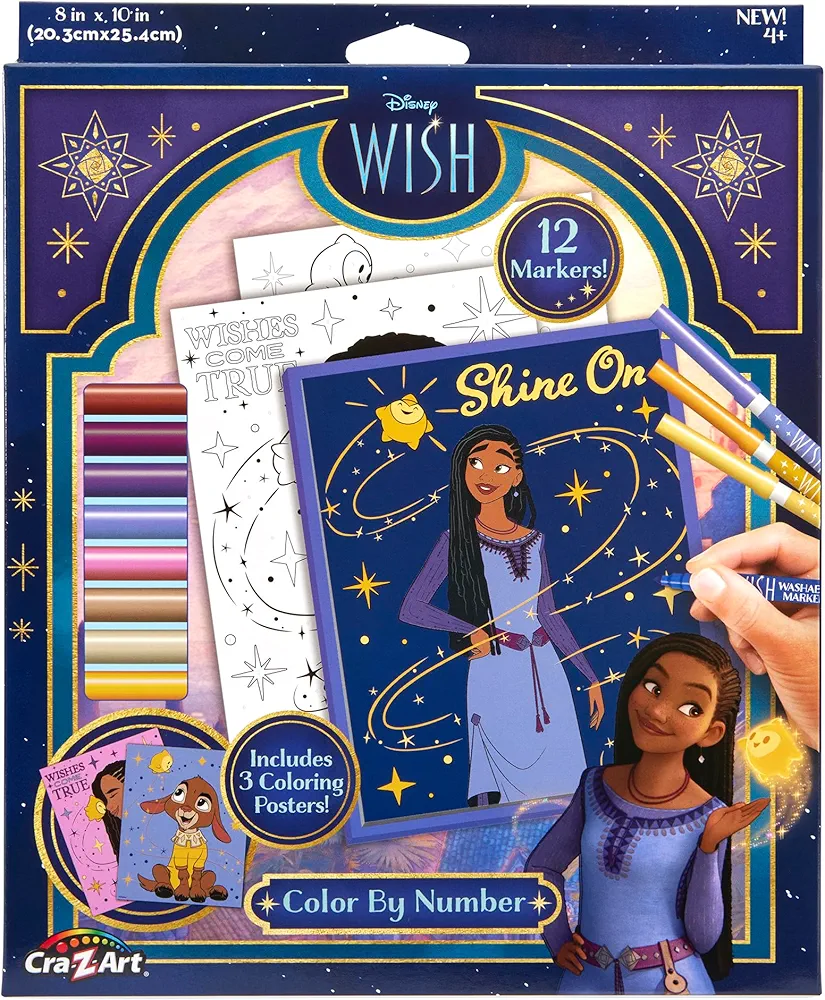 Disney WISH! Color by Number with Markers, Creative Art Activity Set, Ages 4 and Up