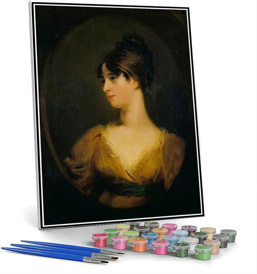 DIY Oil Painting Kit,Portrait of A Lady Painting by Thomas Lawrence Paint by Numbers Kit for Kids and Adults