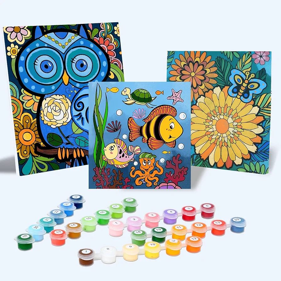 Paint by Numbers Kit for Kids and Adults, Art Supplies for Kids 6-12, Painting Kits for Kids, Crafts and Fun, Acrylic Paint Set, Canvas Painting Kit, Include Framed Pre-drawn Canvas, Color by Numbers