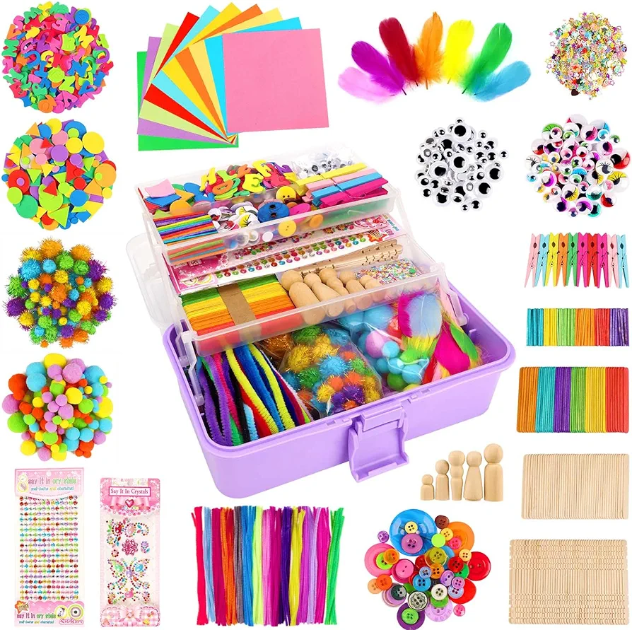 3500+ Pcs Arts & Crafts Supplies Kits for Kids, Pipe Cleaners Kits, Arts and Crafts Set & Materials Set for Girls & Boys, DIY Craft Supplies for Toddlers DIY Art Supply Tools Set for Crafting Activity