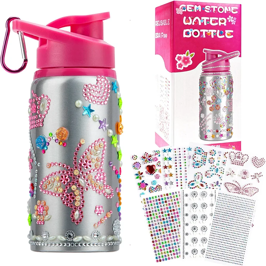 Gifts for Girls, Decorate Your Own Water Bottle Kits for Girls, Art Supplies for Girls for Kids 6-8-12, Teen Arts and Crafts Toys Kits for Daughter Niece Sister Granddaughter Birthday DIY Gift Ideas