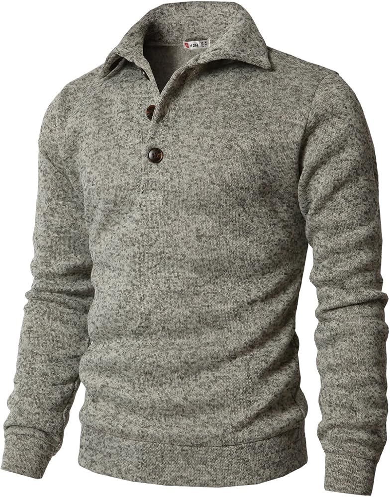 H2H Mens Casual Slim Fit Pullover Sweatshirts Knitted Shirts Napping Inside