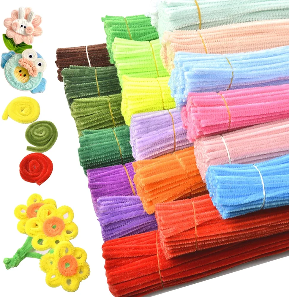 200 PCS Pipe Cleaners Thick Pipe Cleaners Craft Supplies Macaron Color Chenille Stems Craft Pipe Cleaners, Pipe Cleaners Bulk for Art and Craft Projects Creative DIY Decorations (12inch x 6mm)