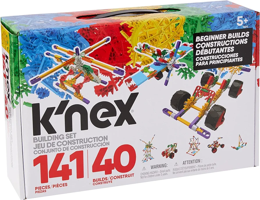 K'nex Beginner 40 Model Building Set - 141 Parts - Ages 5 & Up - Creative Building Toy, Multi, 141 K'NEX Parts and Pieces,Includes Instruction Booklet