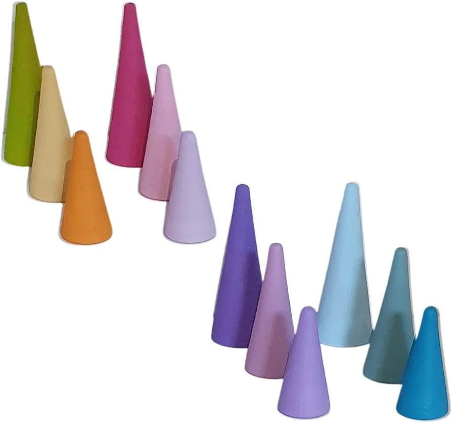 Waldorf Forest Pyramids Toys, Educational Toys, Gifts for Kids 12 pcs.