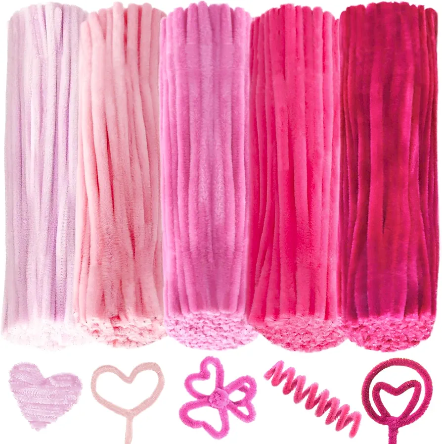 Pipe Cleaners Set,Chenille Stems for DIY Art and Craft Projects,Art and Craft Supplies,Creative Crafts Decorations (Pink)