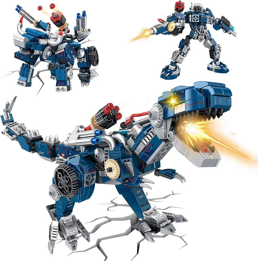 Transformed Dinosaur Mech Building Set Compatible with Lego 3-in-1 Construction Model, STEM Toys for Boys Age 8-14, 811 Pieces