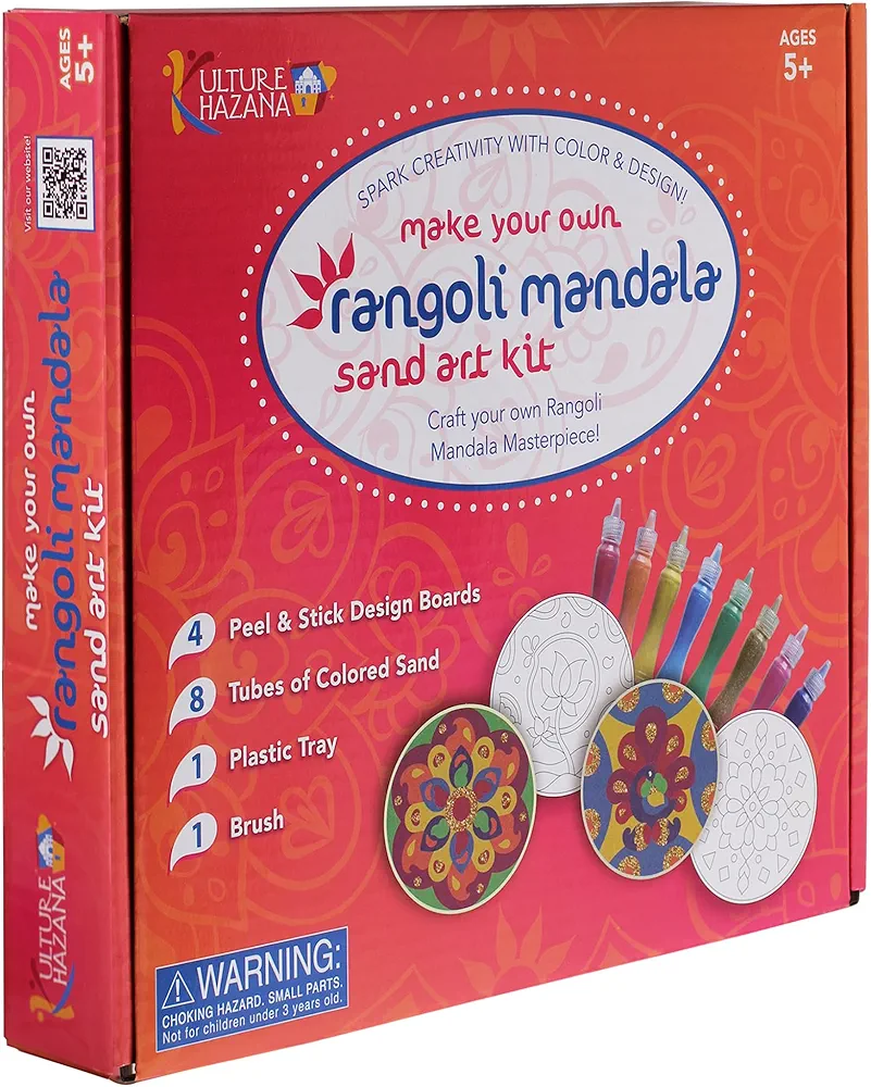 Kulture Khazana: Make Your Own Rangoli Mandala Sand Art Ki - Mess-Free Craft, DIY Glitter Sand Art, India & South Asian Culture Activity, Kids Ages 5+