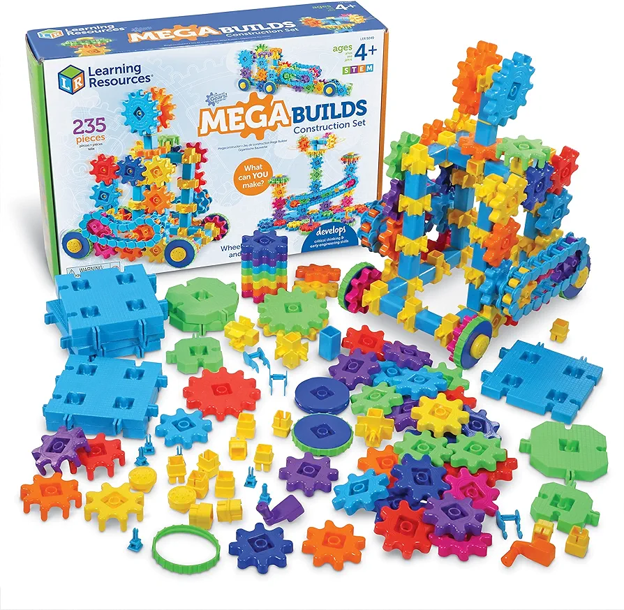 Learning Resources Gears! Gears! Gears! Mega Builds, STEM Building Set, Gears Toys for Kids, 235 Piece, Ages 4+, STEM Toys