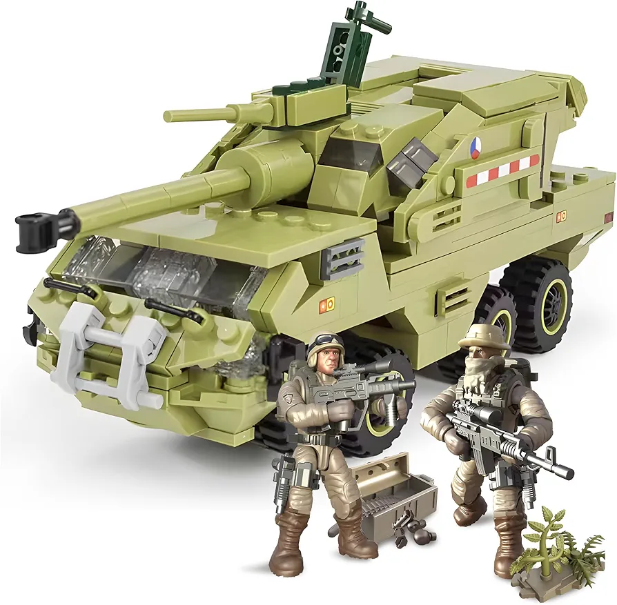 HI-REEKE Military Vehicles Building Block Set, M2 Army Car Toy for Teen-425pcs