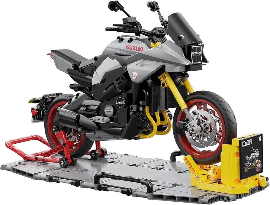 Suzuki Licensed 1:6 Scale Suzuki Katana Motorcycle Model Motorcycle Gift Building Blocks with Transparent Engine, Rotating Wheels, and Custom Display Stands