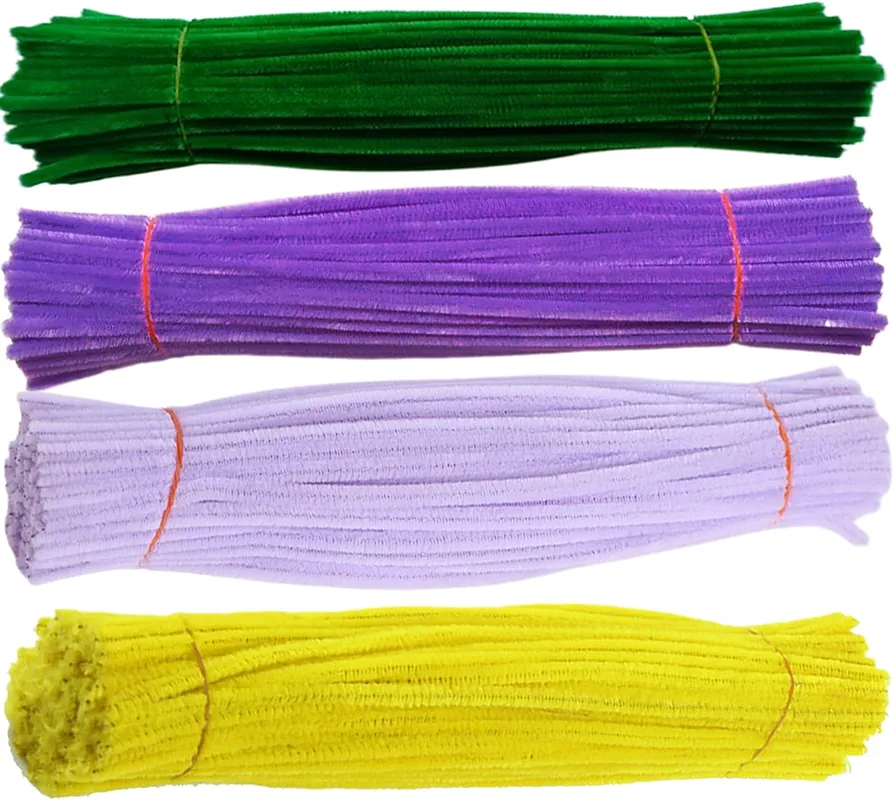 Craft Wire, 400Pcs Pipe Cleaners Craft 11.8 Inch Flexible Pipe Cleaners Bulk 4 Colors Chenille Stems DIY Fuzzy Sticks Craft Supplies & Materials for Arts & Crafts Projects