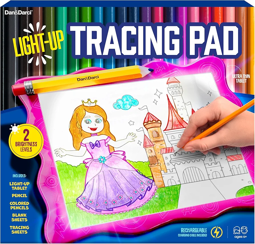 Light Up Tracing Pad for Kids - Arts & Crafts Art Writing Drawing Tracer Board, Craft Kit for Girls & Boys Ages 6-12 - Birthday Toys Gift Ideas for Girl or Boy 6+ Year Old Best Gift Toy - 6 7 8 9 10