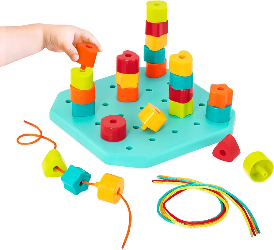 Battat – Toddler Peg Board – Stacking Peg Board Set – Fine Motor Skills Toy – Therapy Toy, 31 Pcs – 2 Years + – Count & Match Pegboard