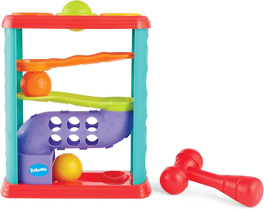 Kidoozie Pound-A-Ball Tower - Baby Ball Drop & Hammer Toy - Safe Sensory Toy for Ages 12m+