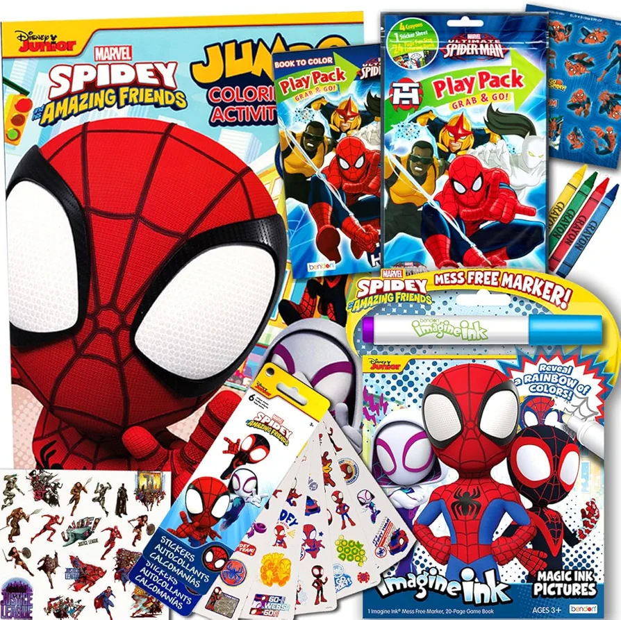 Spidey and His Amazing Friends Coloring and Activity Books Bundle with Imagine Ink Coloring Book, Stickers, and More