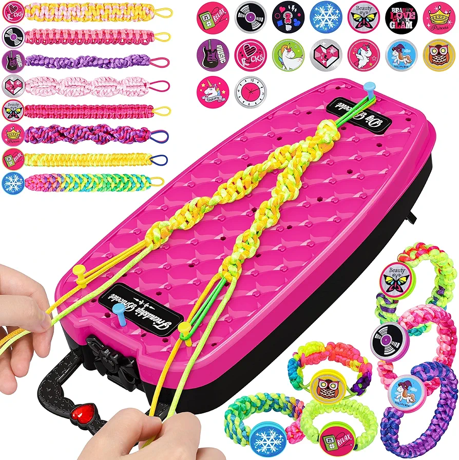 Dpai Friendship Bracelet Making Kit for Girls,DIY Arts and Crafts Toys,Jewelry String Maker Kit,The Best Birthday Gifts Ideas for Girls 6 7 8 9 10 11 12+ Years Old（Rose and Black