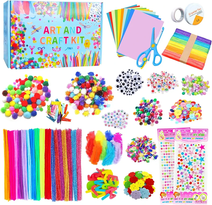 Itopstar Arts and Crafts Supplies Kit Craft Set for Kids-Art Supplies Kids Art Supplies Great for Preschool, Homeschool and Kindergarten DIY Crafting Projects-1500pcs+