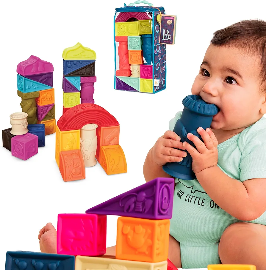 B. toys- Alphabetical Sort & Stack Developmental Baby Blocks- 26 soft blocks for kids & babys- Elemenosqueeze- 6 months +