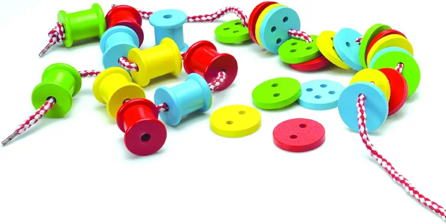 Kids Stuff The Original Toy Company Solid Hardwood Threading Buttons & Spools