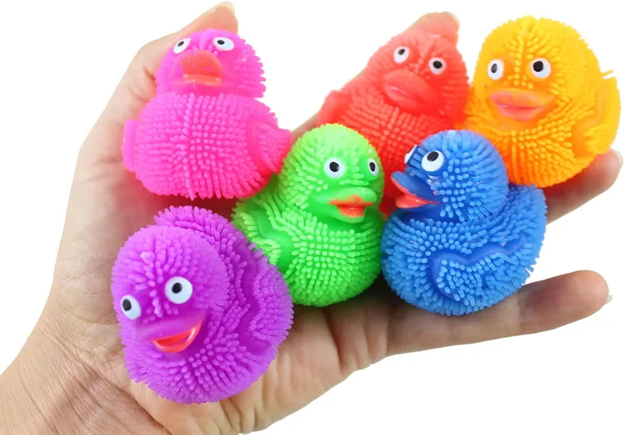 24 Mini Puffer Ducks - Small Novelty Toy - Party Favors - Cute Tiny Fidget Toys - Duckie Adorable Bulk 2 Dozen