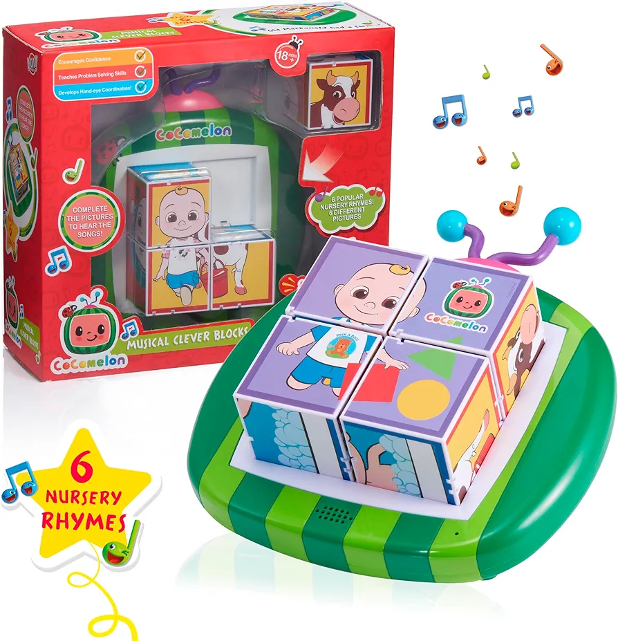 Wow! PODS CoComelon Toys Musical Clever Building Blocks | Pre-School Learning Toy That Plays 6 Nursery Rhyme Songs | for Toddlers Both Girls and Boys 2, 3, 4 and 5 Years Old