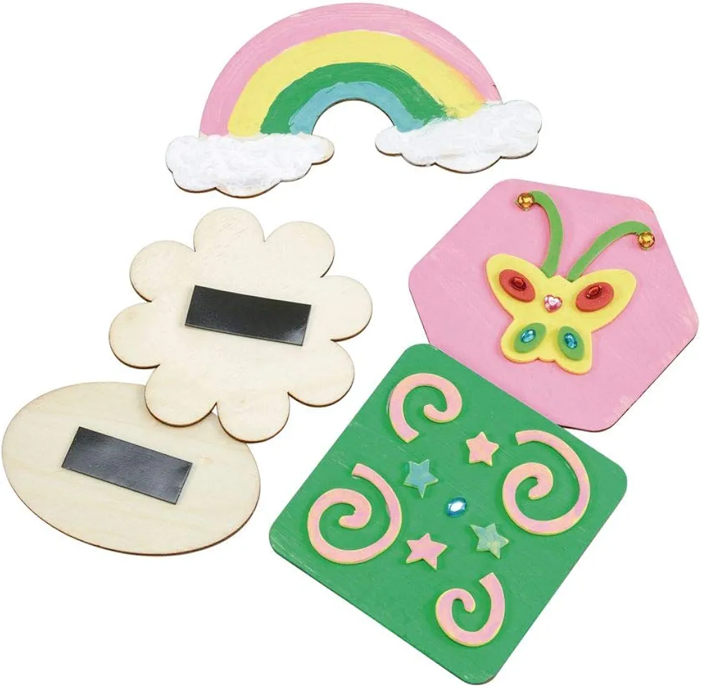 Decorate Your own Wooden Magnets! 12 Wooden Shapes in 6 Unique Designs for Your Kids to Decorate with Markers, Crayons, Paints, and More! DYO, Wooden Magnets, Wooden Magnets for Kids