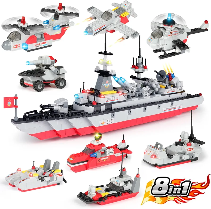 EP EXERCISE N PLAY Military Battle Ship Boat Building Block, Creative Gift for Boys Girls Aged 6+ (Military Battleship)