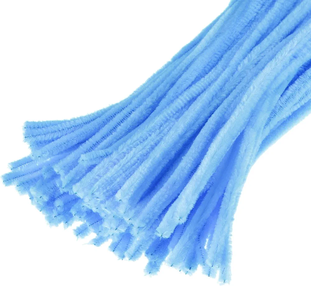 YOKIVE 100 Pcs Pipe Cleaners, Chenille Stems Decoration, Great for DIY Art Craft Supplies (6mm 12 Inch Light Blue)