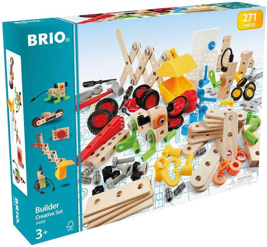 BRIO 34589 Builder Creative Set - 271 Piece STEM Construction Toy | FSC-Certified Wood & Plastic Pieces | Perfect for Toddlers Age 3+ | Enhances Creativity & Motor Skills