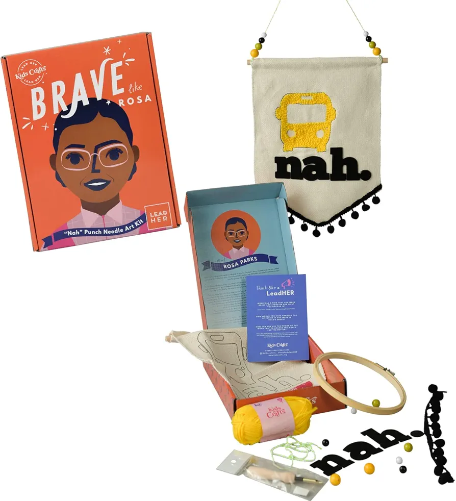 Brave Like Rosa: Nah Punch Needle Craft Kit - DIY Arts & Crafts for Girls - Perfect 8 year old girl birthday gift - Kids Toys Fun & Creative - Art Supplies for Kids 9-12