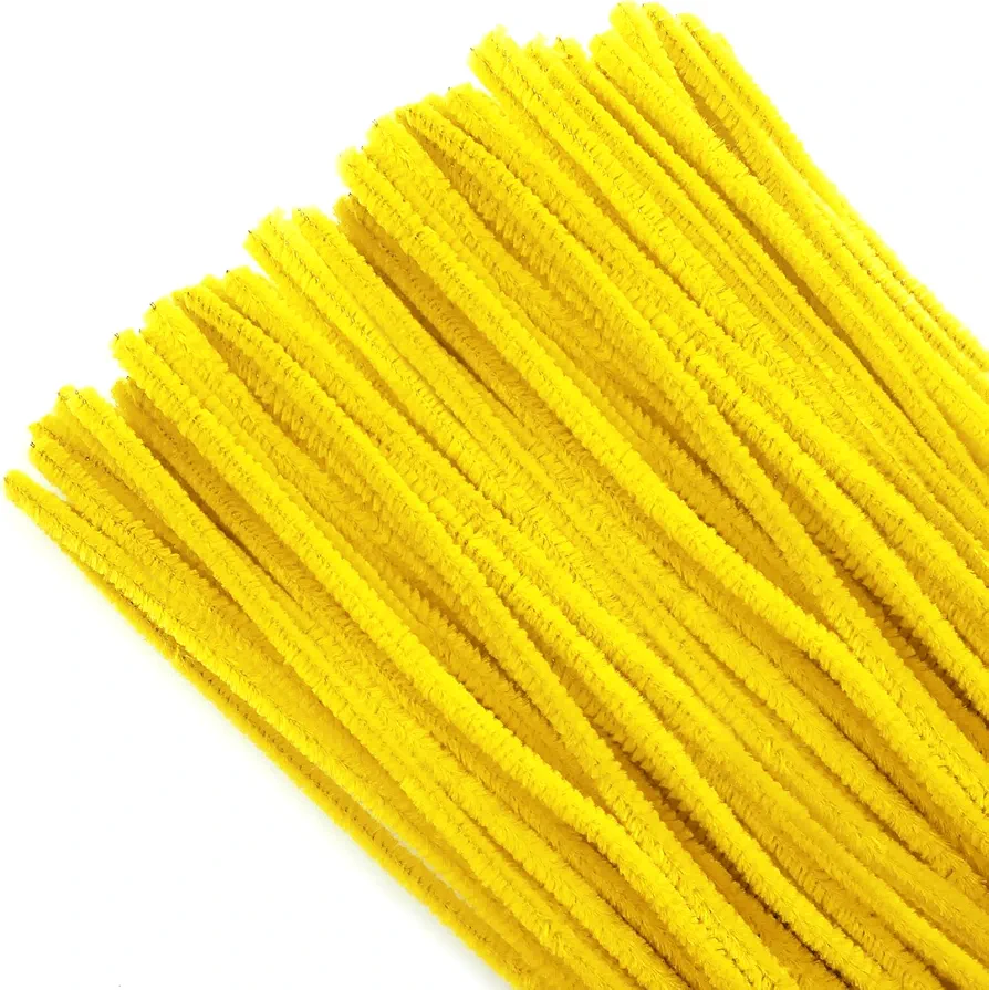 TOAOB 100pcs Pipe Cleaners Yellow Pipe Cleaners Chenille Stems 6mm x 12 Inch Fuzzy Sticks Crafts Supplies for DIY Art Crafts Decorations