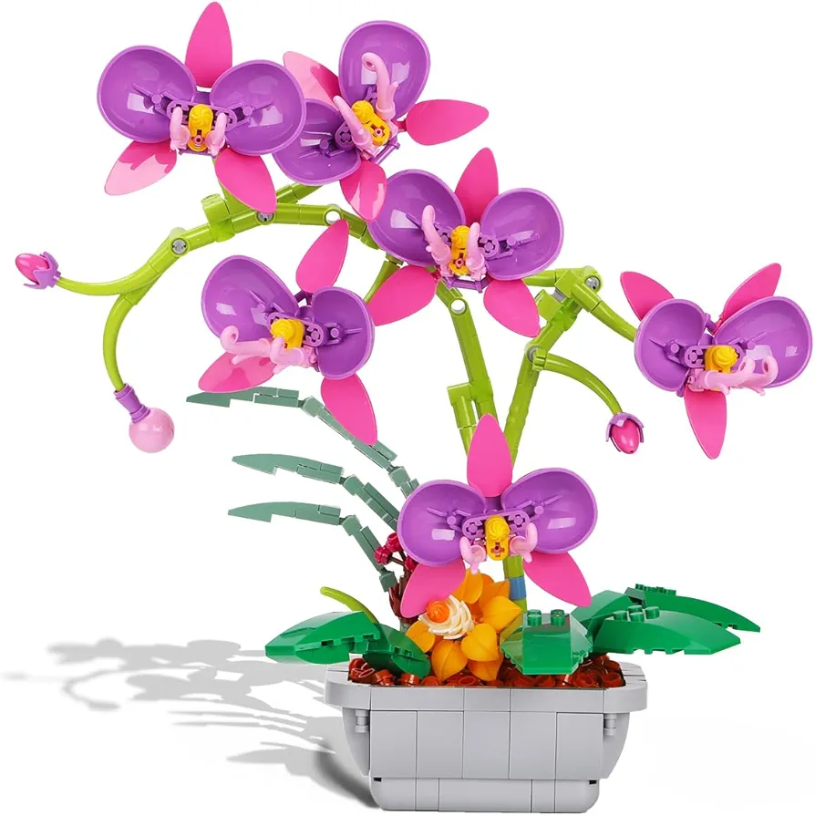 WISEPLAY Your Orchid Set - Build Your Own Orchid Flower Garden, Building Toys for Kids and Adults, Easy to Assemble, Collectible