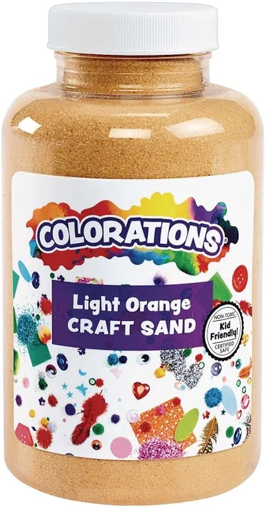 Colorations Colorful Vibrant Sand 22 oz Jar for Arts and Crafts & Play Activity, Light Orange (Item # CSLO)