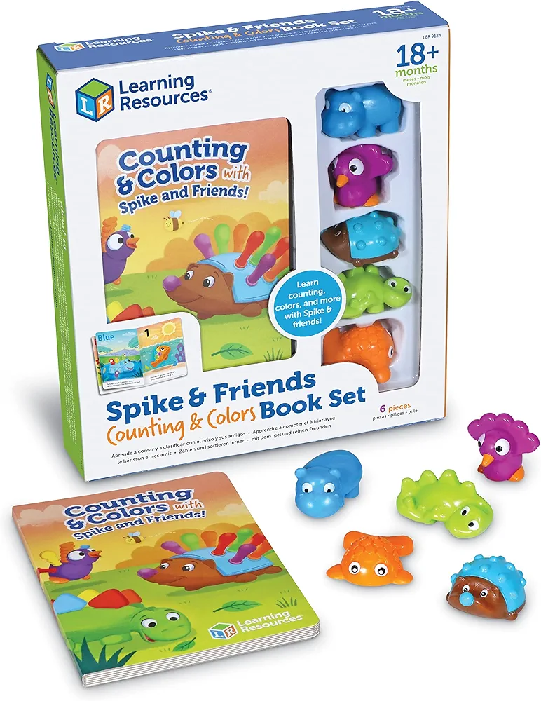 Learning Resources Spike and Friends Counting & Colors Book Set - Ages 18+ Months,6 Pieces,Toddler Learning Toys, Color and Counting Teaching Toys for Kids