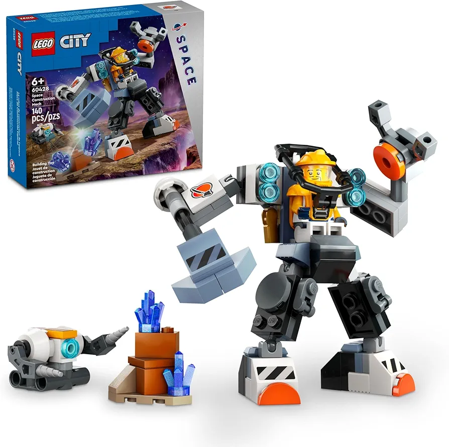 LEGO City Space Construction Mech Suit Building Set, Fun Space Toy for Kids Ages 6 and Up, Space Gift Idea for Boys and Girls Who Love Imaginative Play, includes Pilot Minifigure and Robot Toy, 60428