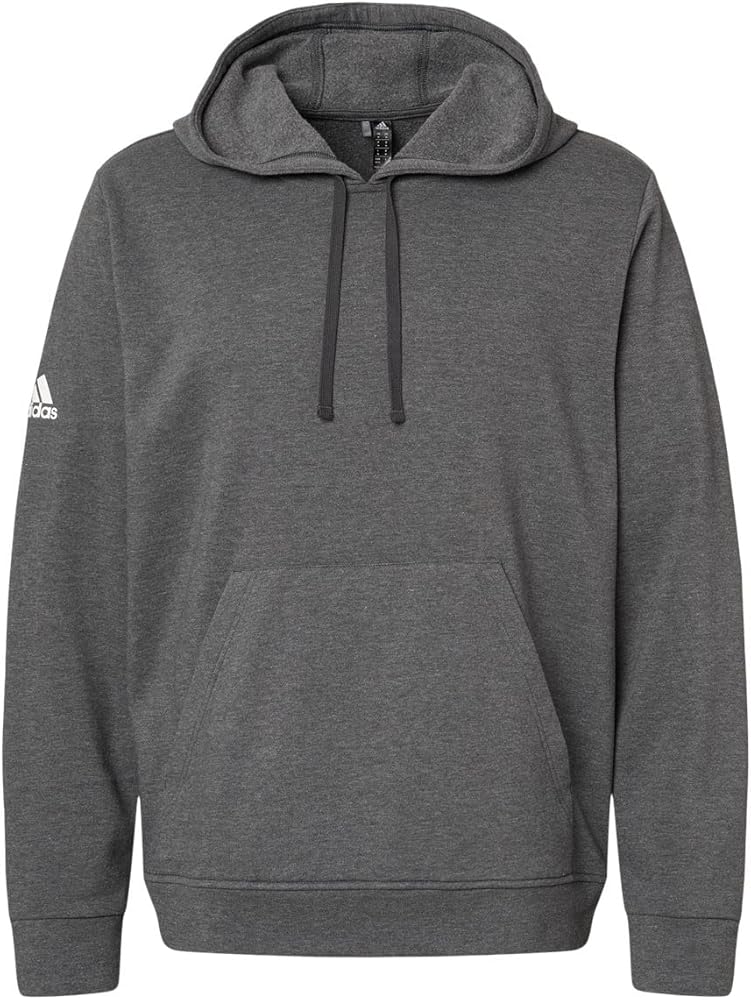 adidas Mens Fleece Hooded Sweatshirt, XS, Dark Grey Heather