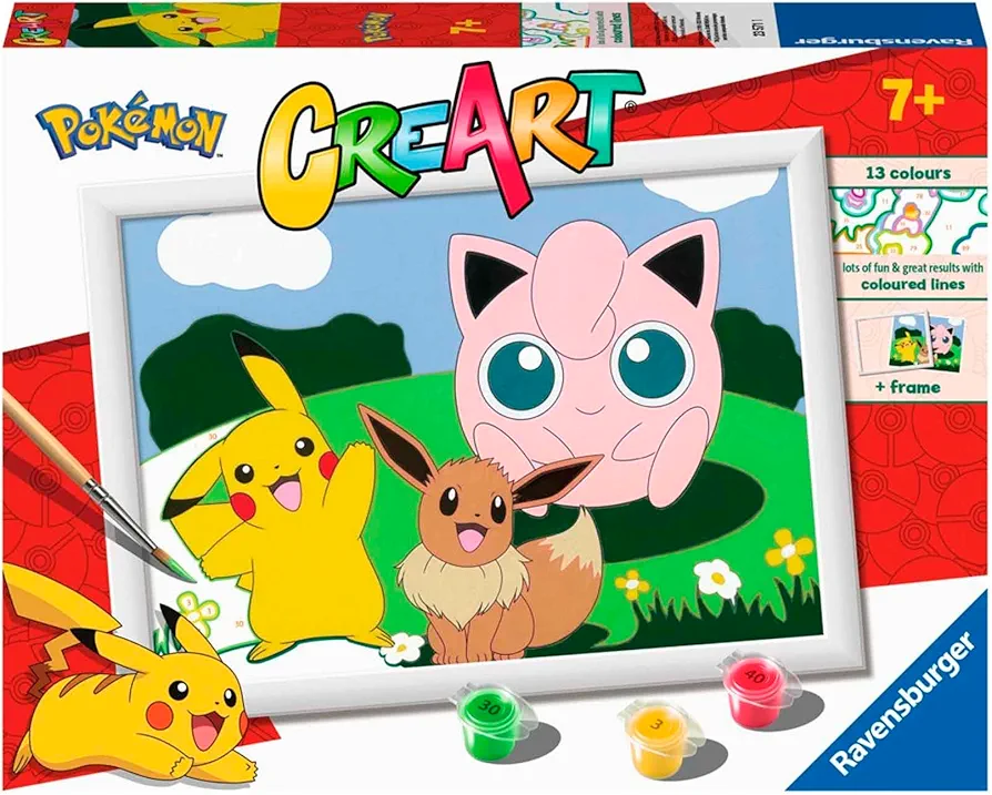 Ravensburger CreArt Pokémon Classics Paint by Numbers for Children Age 7 Years Up - Painting Arts and Crafts Kits for Kids, Green