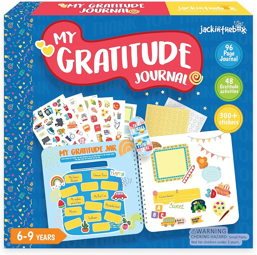 jackinthebox DIY Daily Journal for Kids Ages 6-9, has 305 pcs, Great Gratitude Journal for Kids, Includes 48 Fun Gratitude Activities, Perfect Kids Journal Gifts for 6 7 8 9 Year Old Girls and Boys