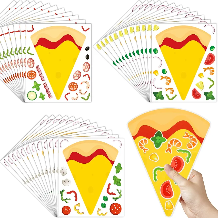 Make a Pizza Stickers, Pizza Crafts Pizza Party Supplies Decorations Pizza Party Favors for DIY Arts Birthday Games (36 Sheets)