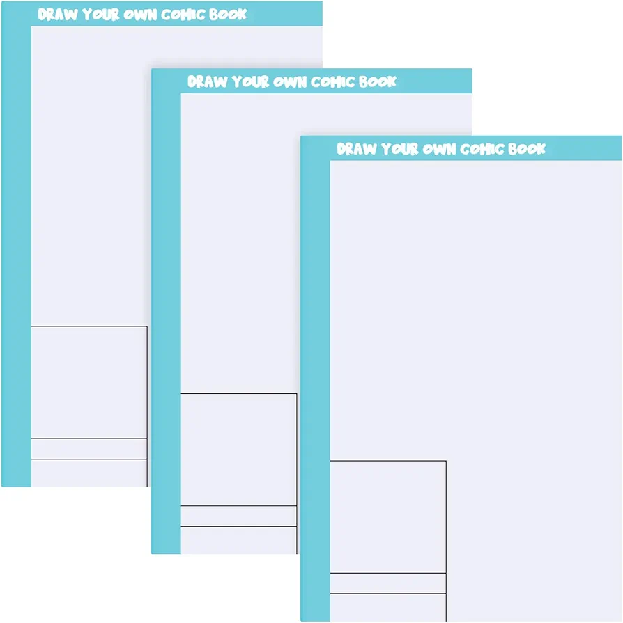 6.6 x 10 Inch Blank Comic Book with 24 Comic Panels Draw It Yourself Comic Sketch Book Create Your Own Comic Book Paper Comic Book Maker for Kids Art Drawing Your Own Story, 24 Pages(3 Pcs)